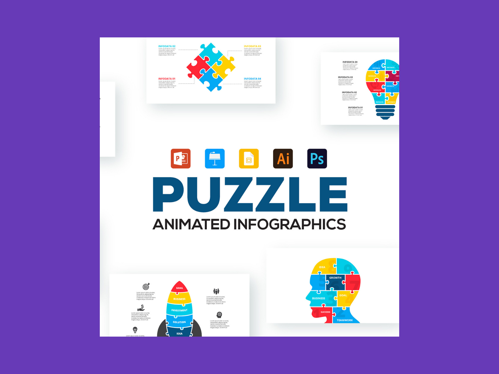 28 Puzzle Animated Infographics Powerpoint Puzzle Template By