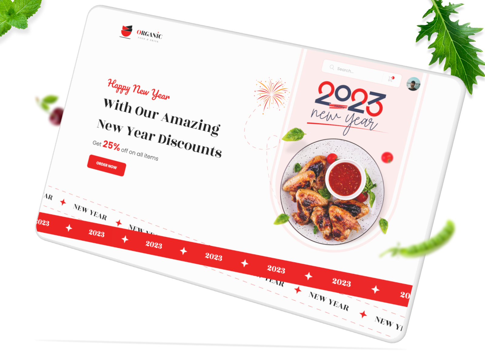 Organic New Year Food Landing Page Hero Section By MD FAISAL AHMED On