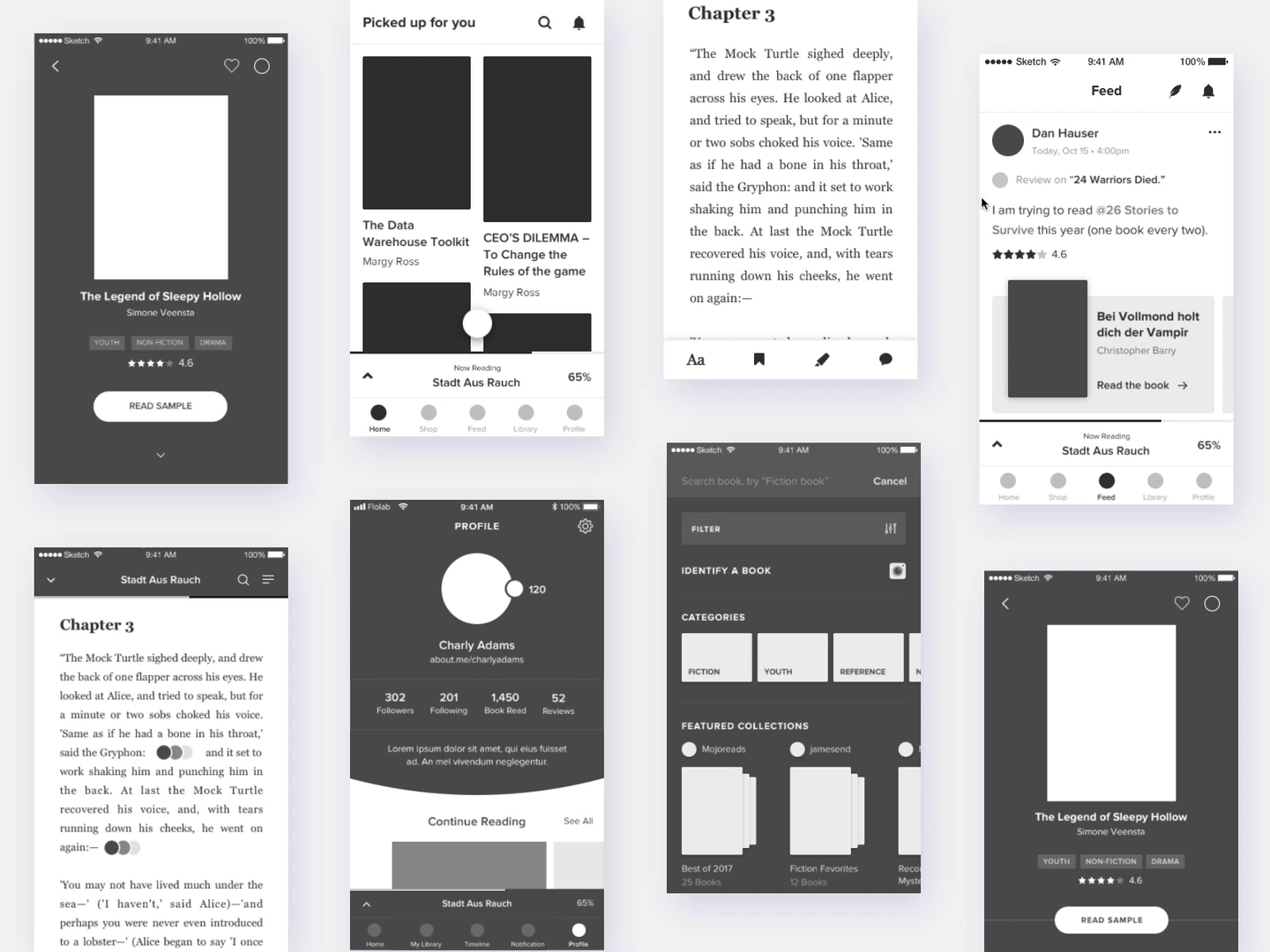 Mojoreads: Wireframes Interaction Design