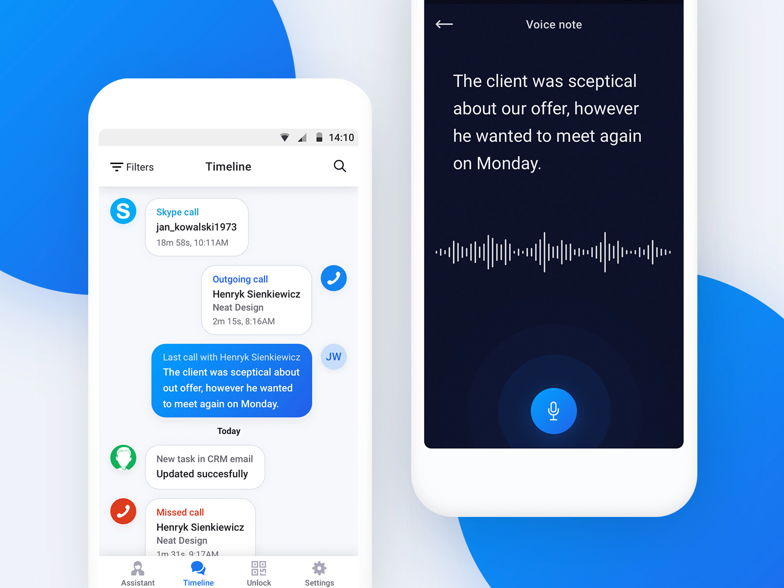 AI business assistant - voice note