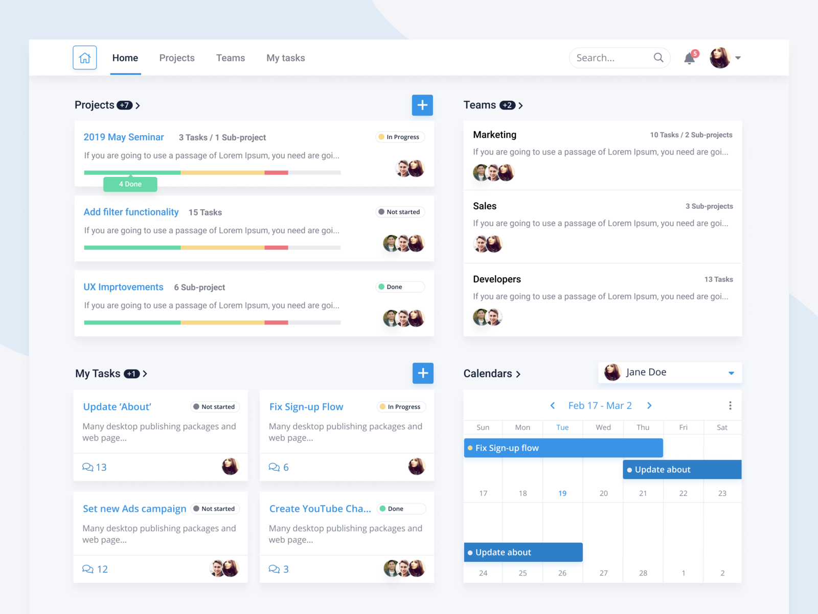 Project Management Dashboard By Anastasia Kas On Dribbble