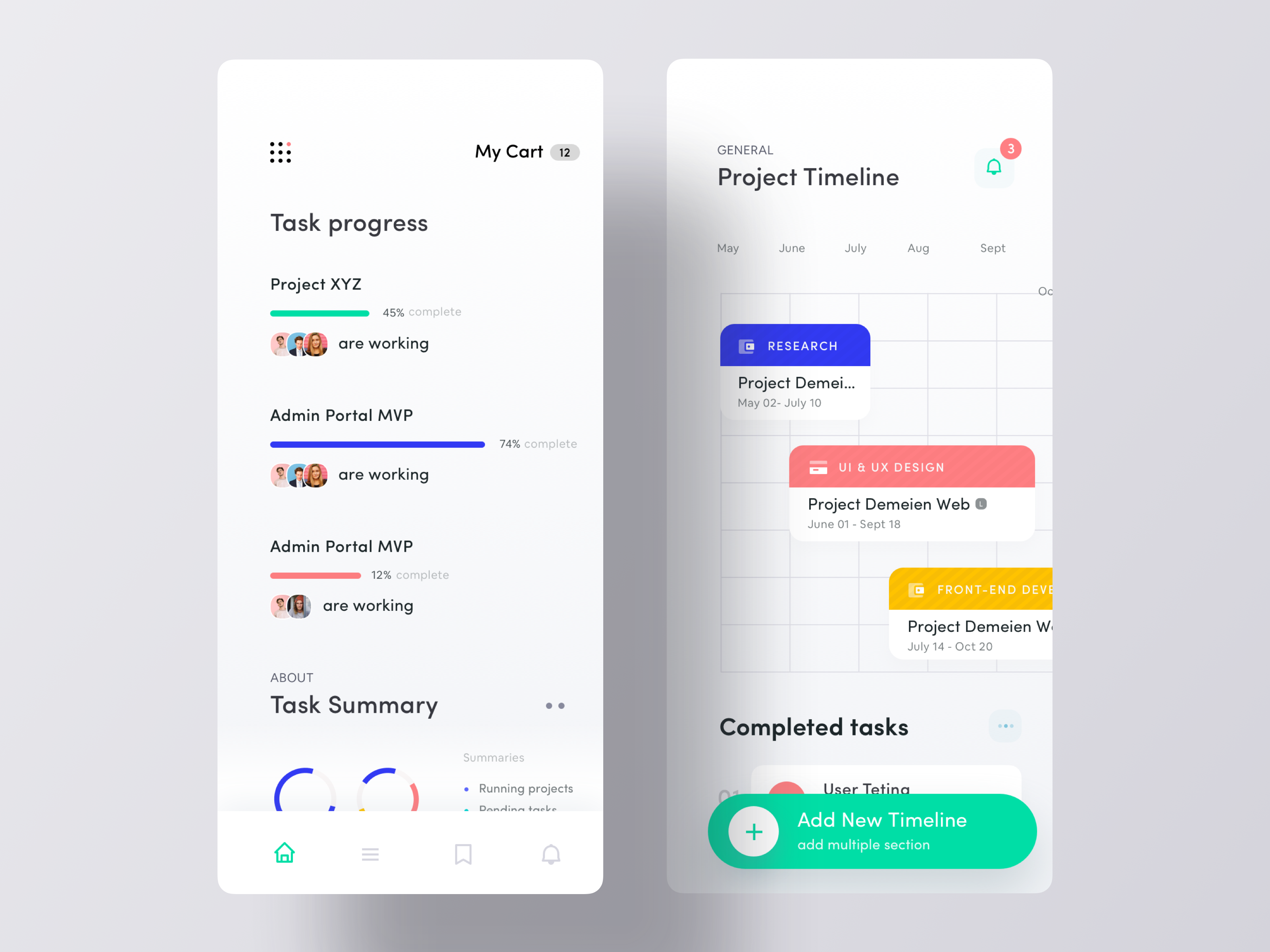 Dribbble Project Management App Ui Png By Ofspace Ux Ui