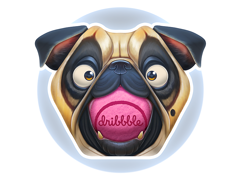 Sir Pugsilton with Dribbble Ball