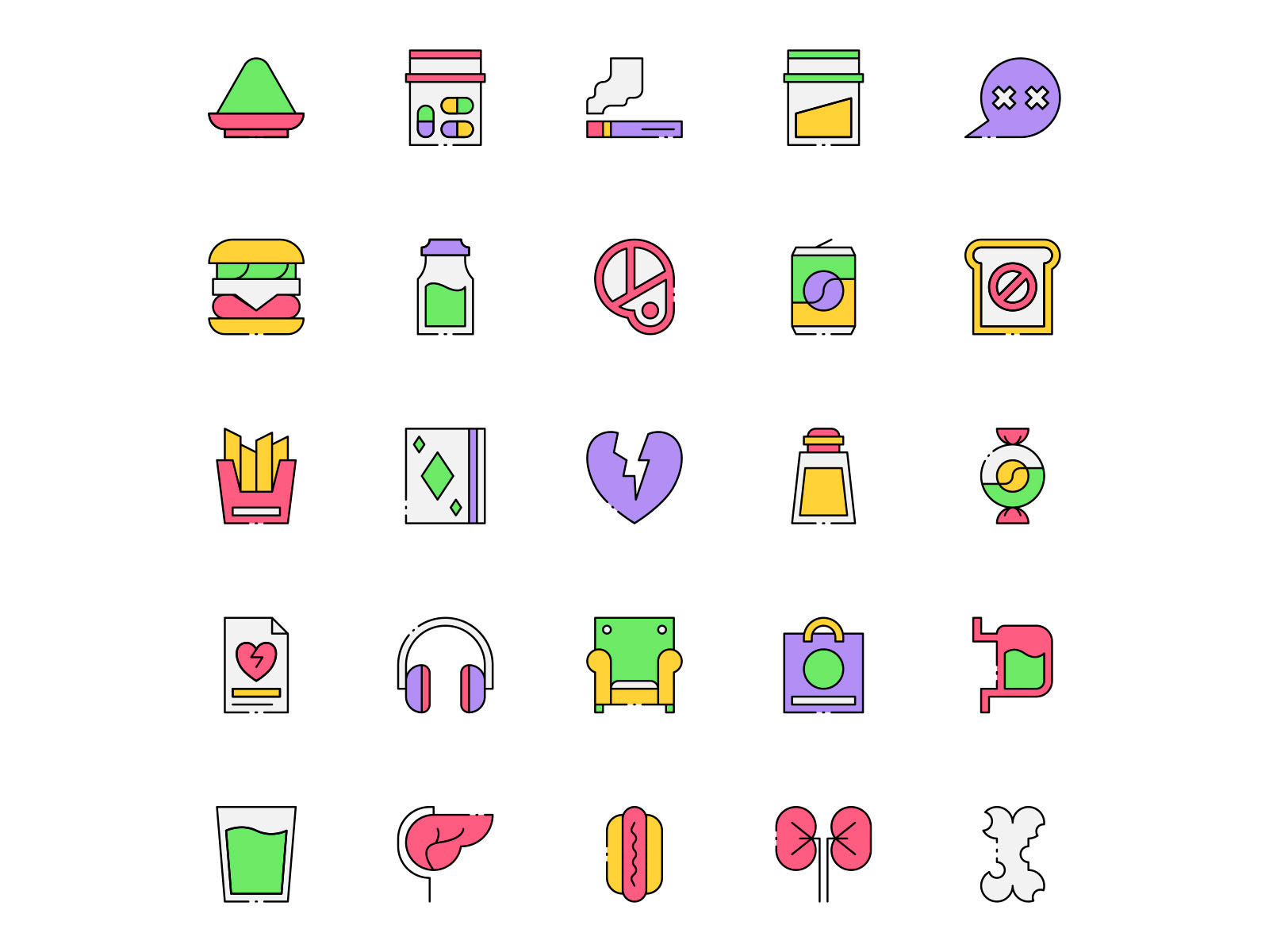 Colored Bad Habits Icons By Unblast On Dribbble