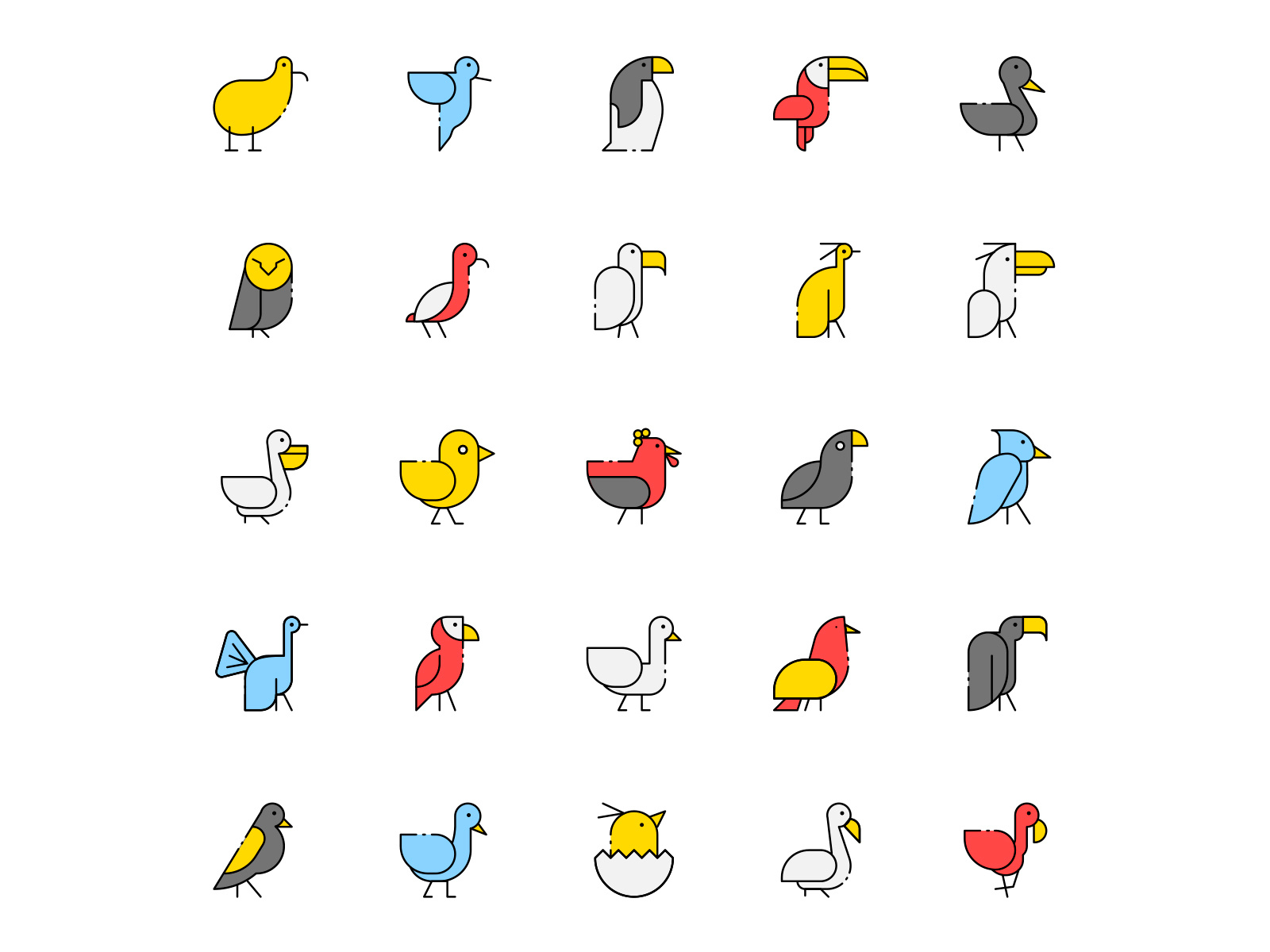 Colored Bird Icons By Unblast On Dribbble