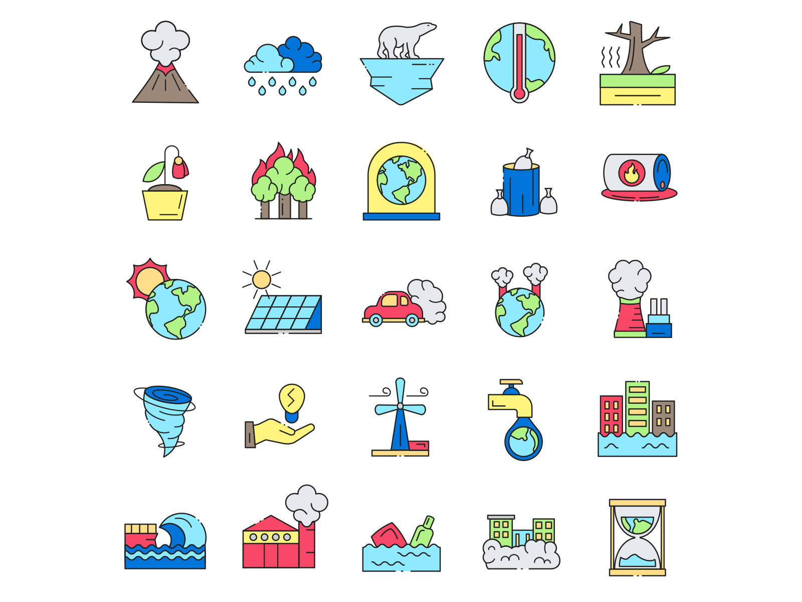 Colored Global Warming Icons By Unblast On Dribbble