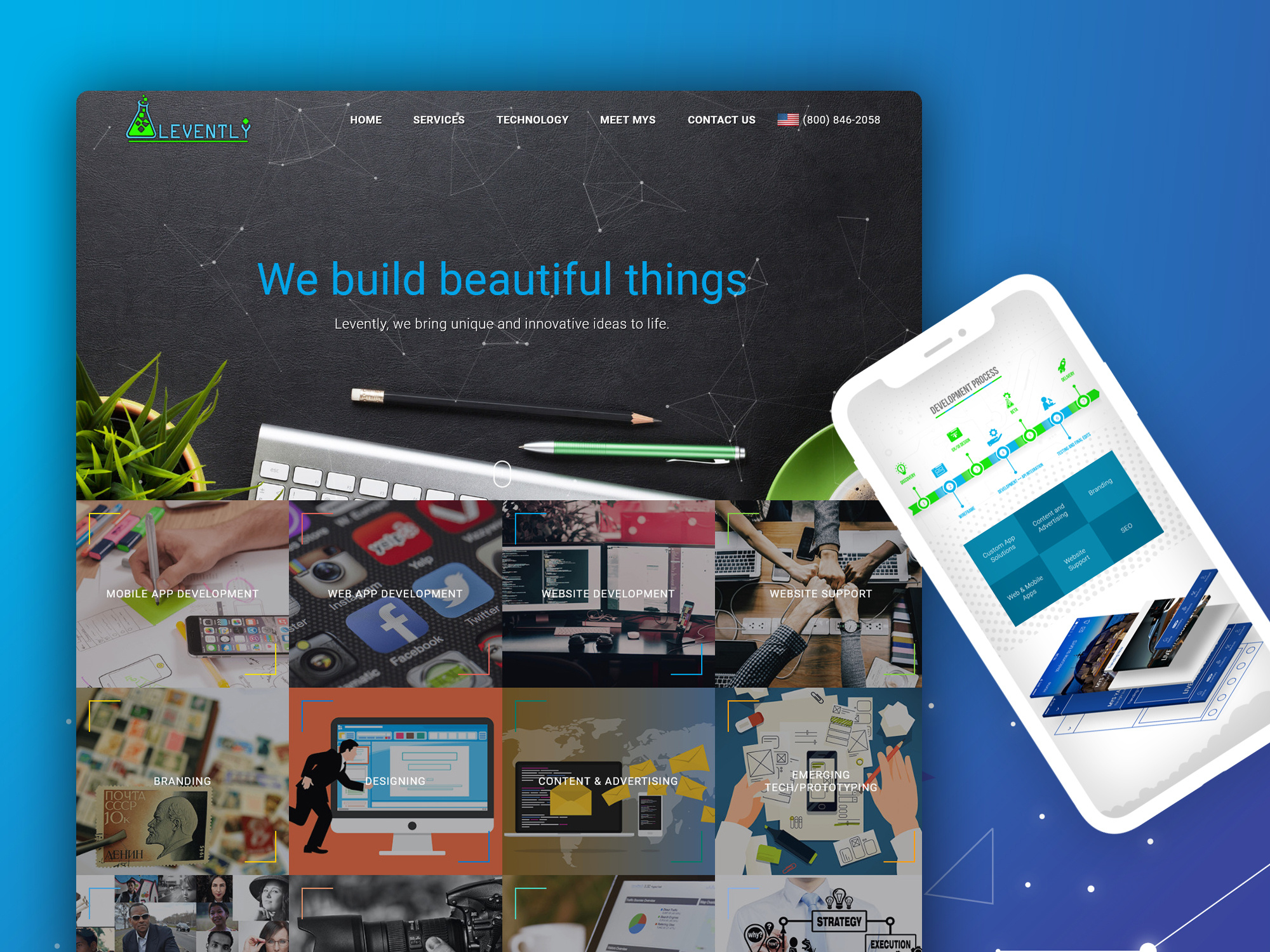 Multi-section single page design concept