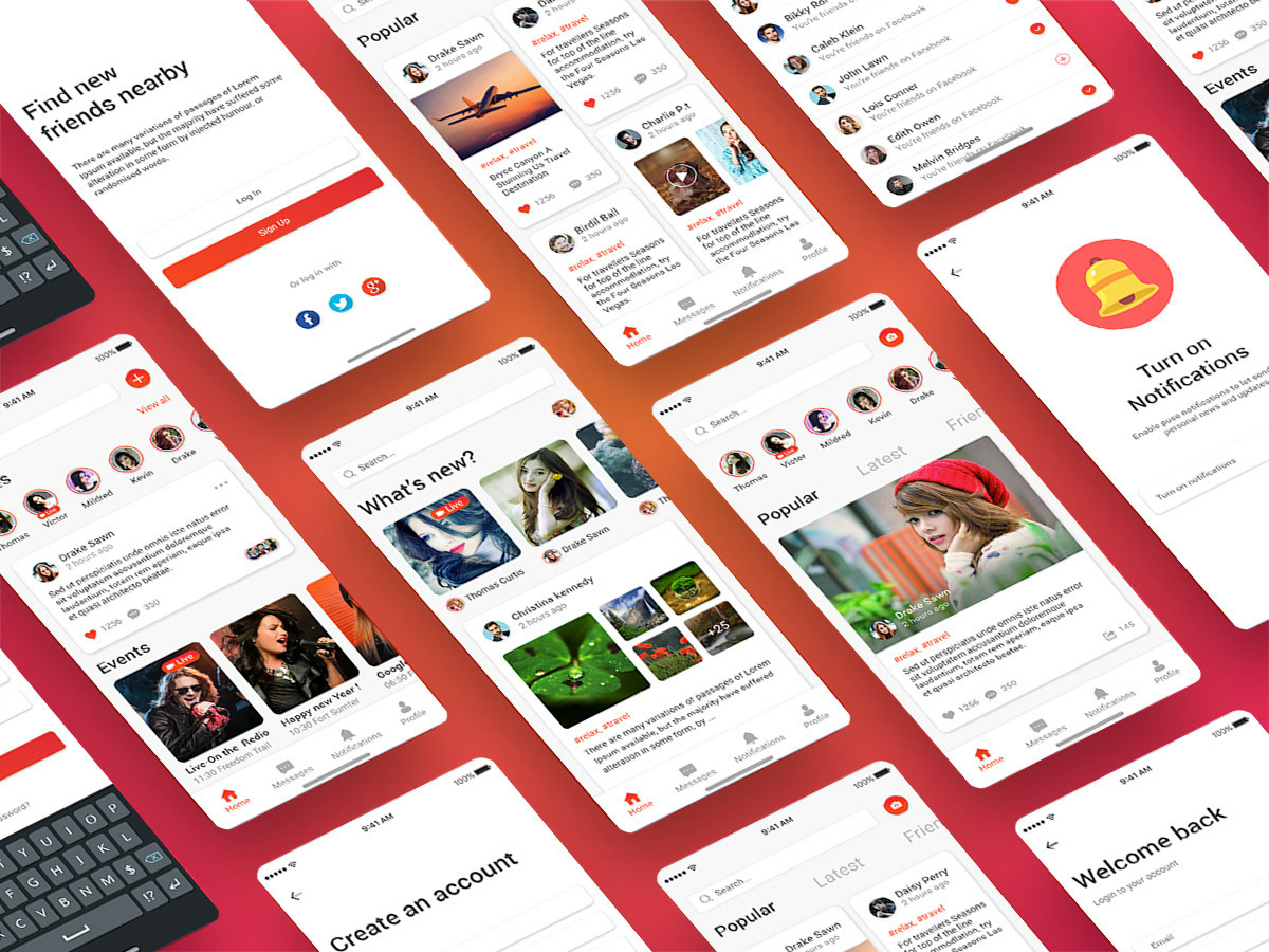Social app ui concept design PSD
