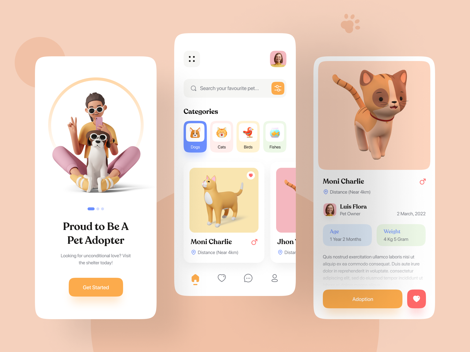 Pet Adoption Mobile App Ui By Md Shamim Hossain For Devignedge Design