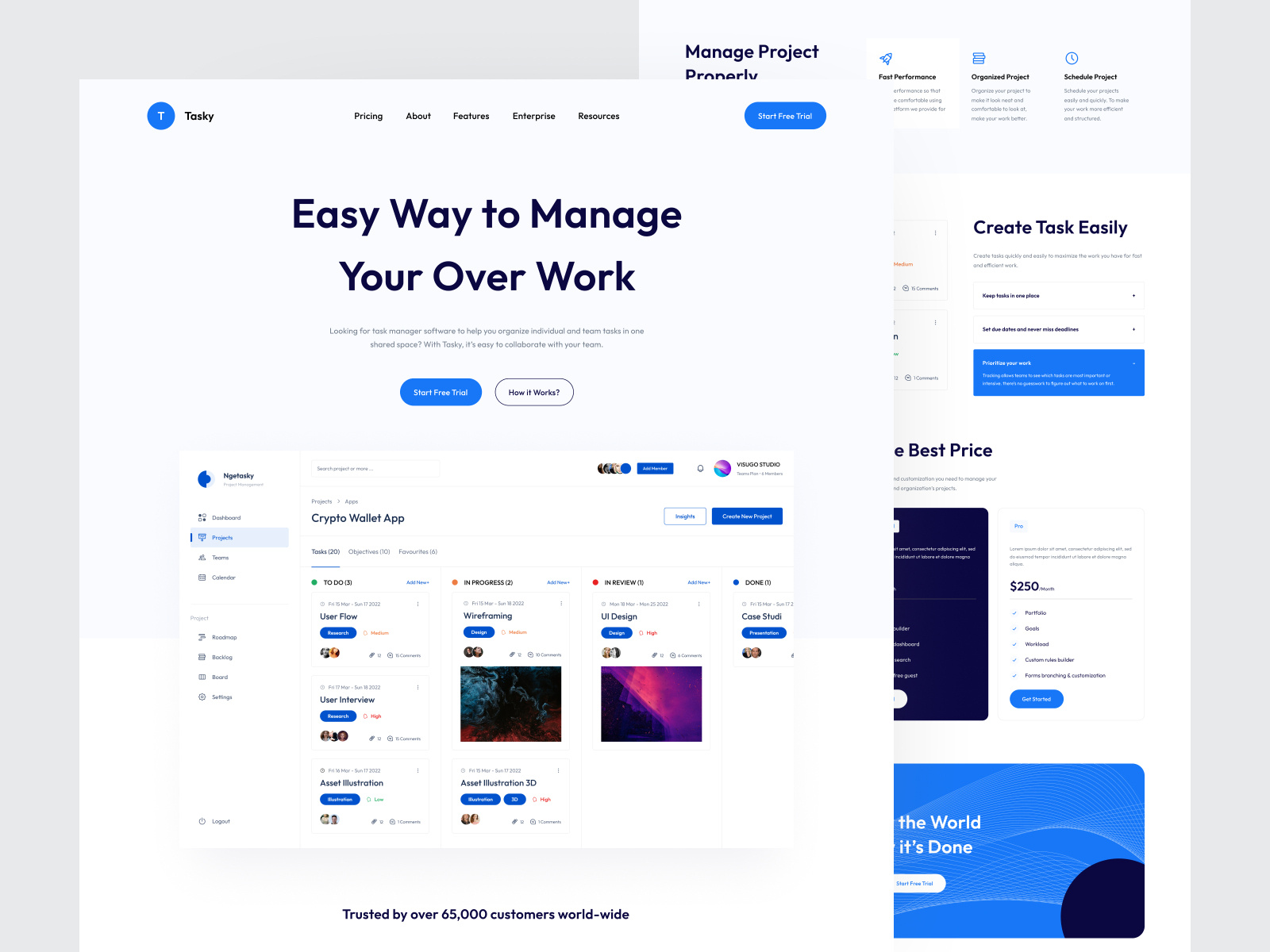 Tasky Project Management Landing Page By Faiza Mubarak For Talkin