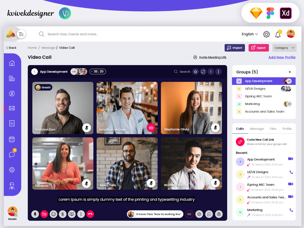 Admin Group Video Call Or Conferencing Page Web Ui Template By Vivek K