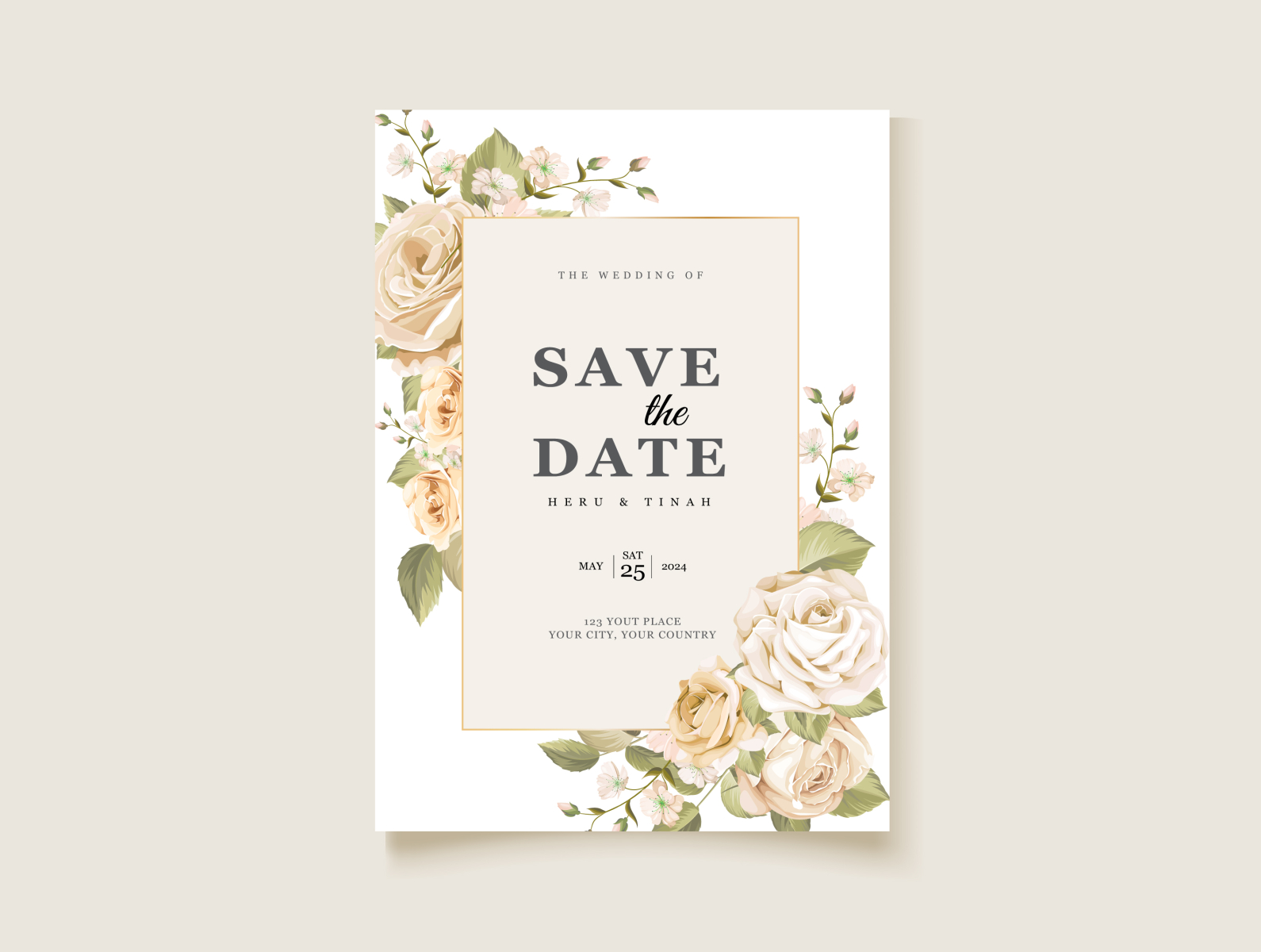 Beautiful Yellow Roses Wedding Card Template By Lukasdedi On Dribbble