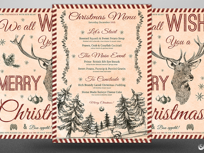 Christmas Menu Template V8 By Lionel Laboureur For Thats Design Store