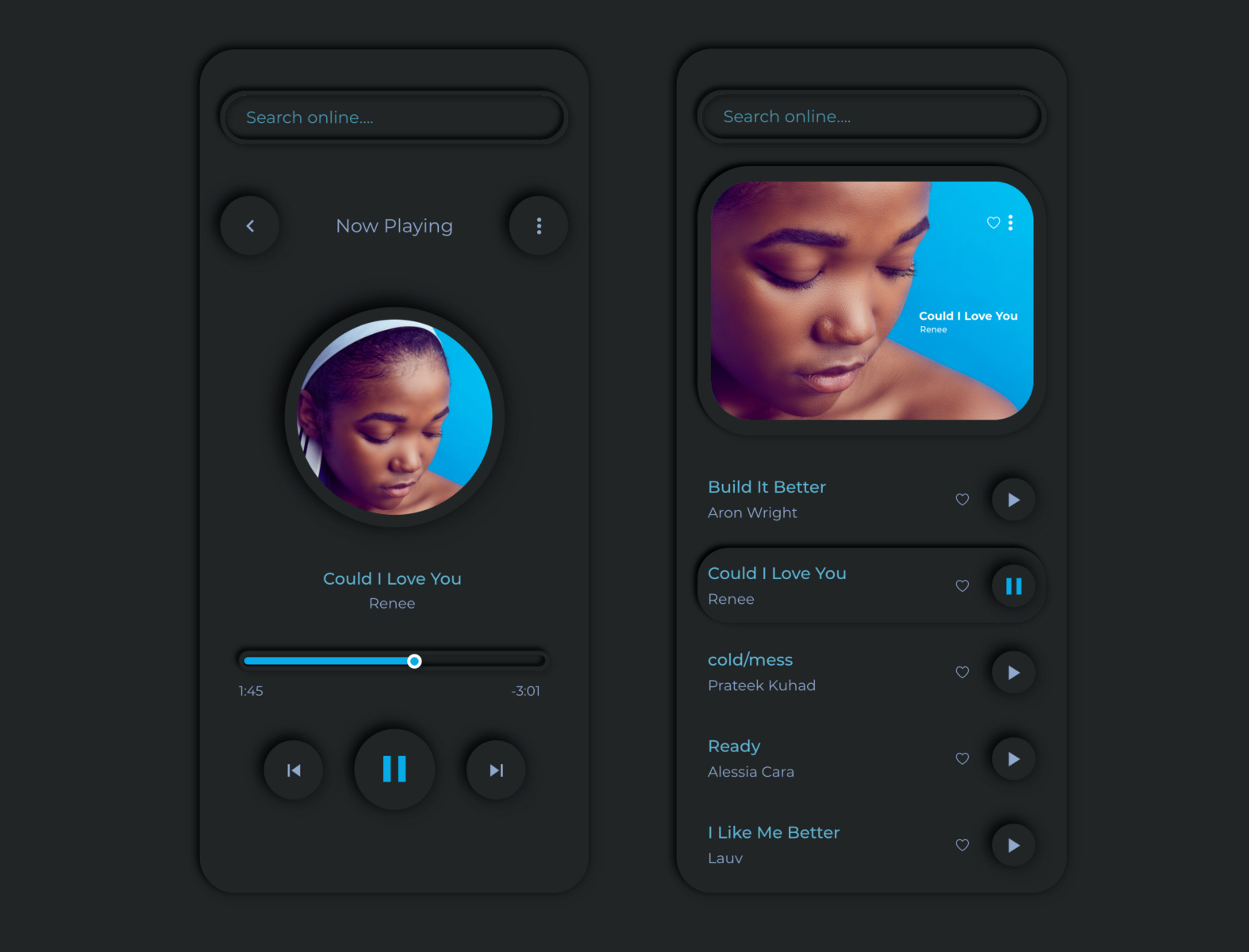 Neumorphism Music Player Dark Theme Concept By Aish P On Dribbble