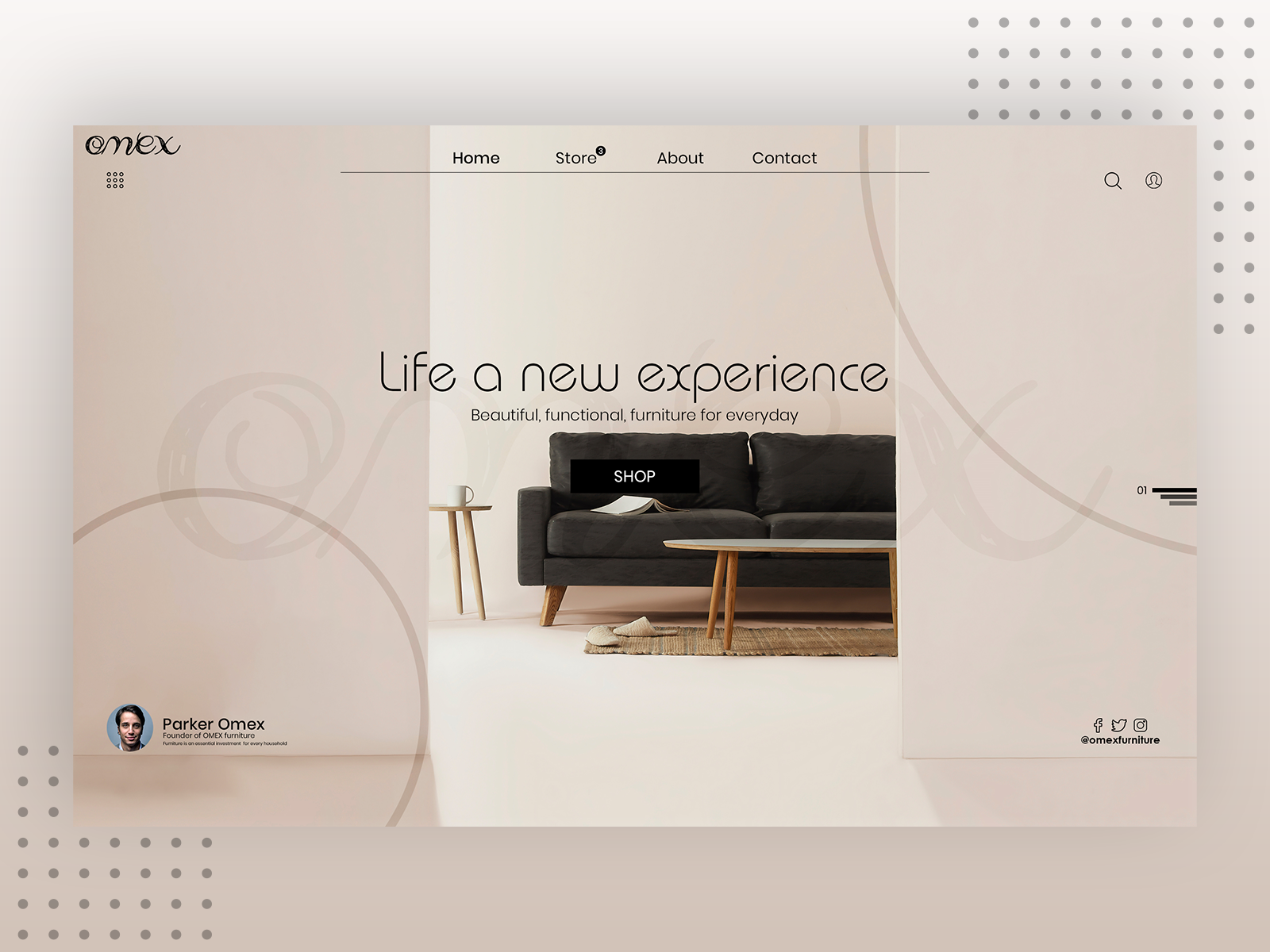 Simple And Minimalistic Furniture Web Header Design OMEX By Raju