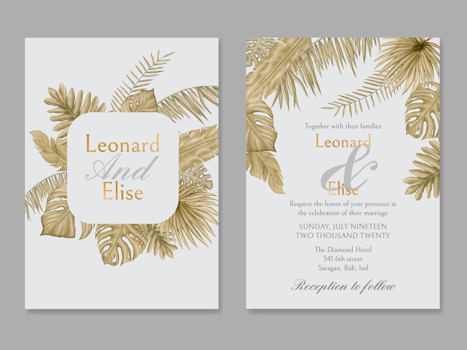 Watercolor Tropical Leaves Ornament On Wedding Invitation Card By Dheo Donny Adittya On Dribbble