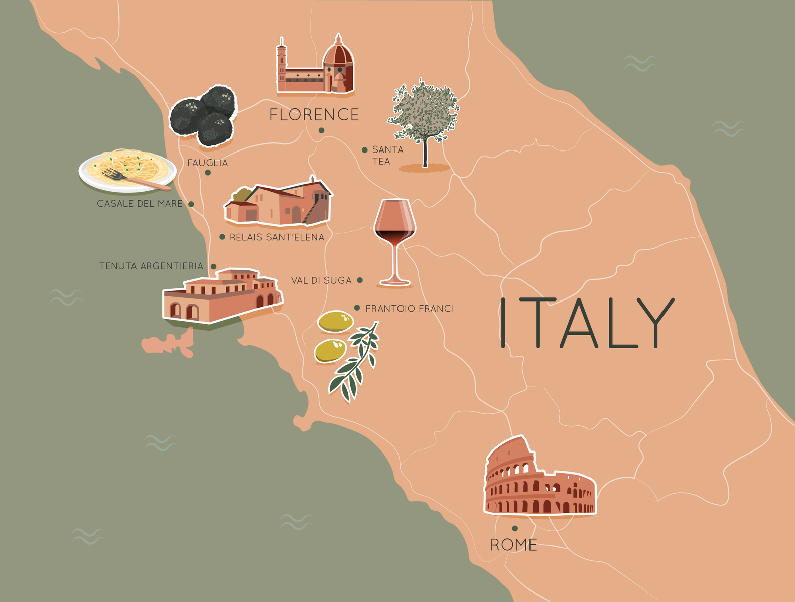 Italy Illustrated Map By Amelia Hywel Jones On Dribbble