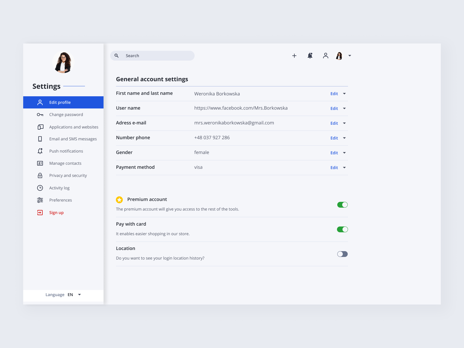 Daily Ui Challenge Settings By Weronika Borkowska On Dribbble