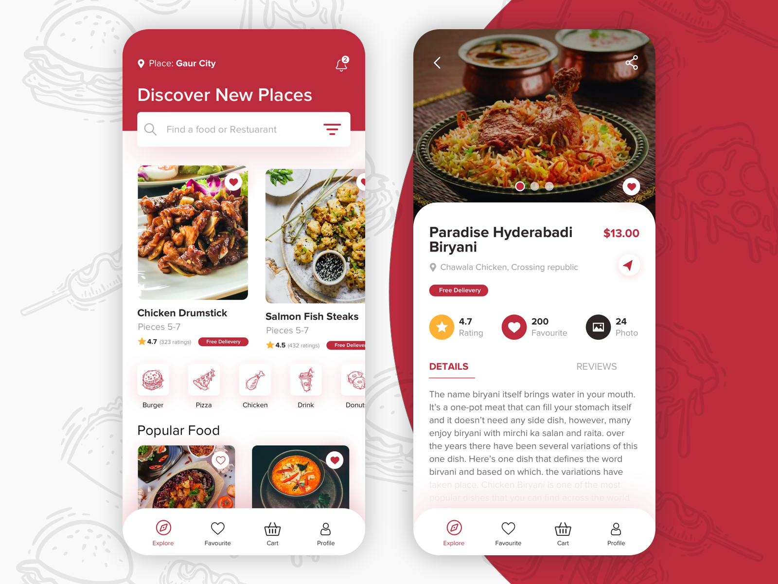 7 Food Delivery App Landing And Dish Detail Screen Concept By Ankit