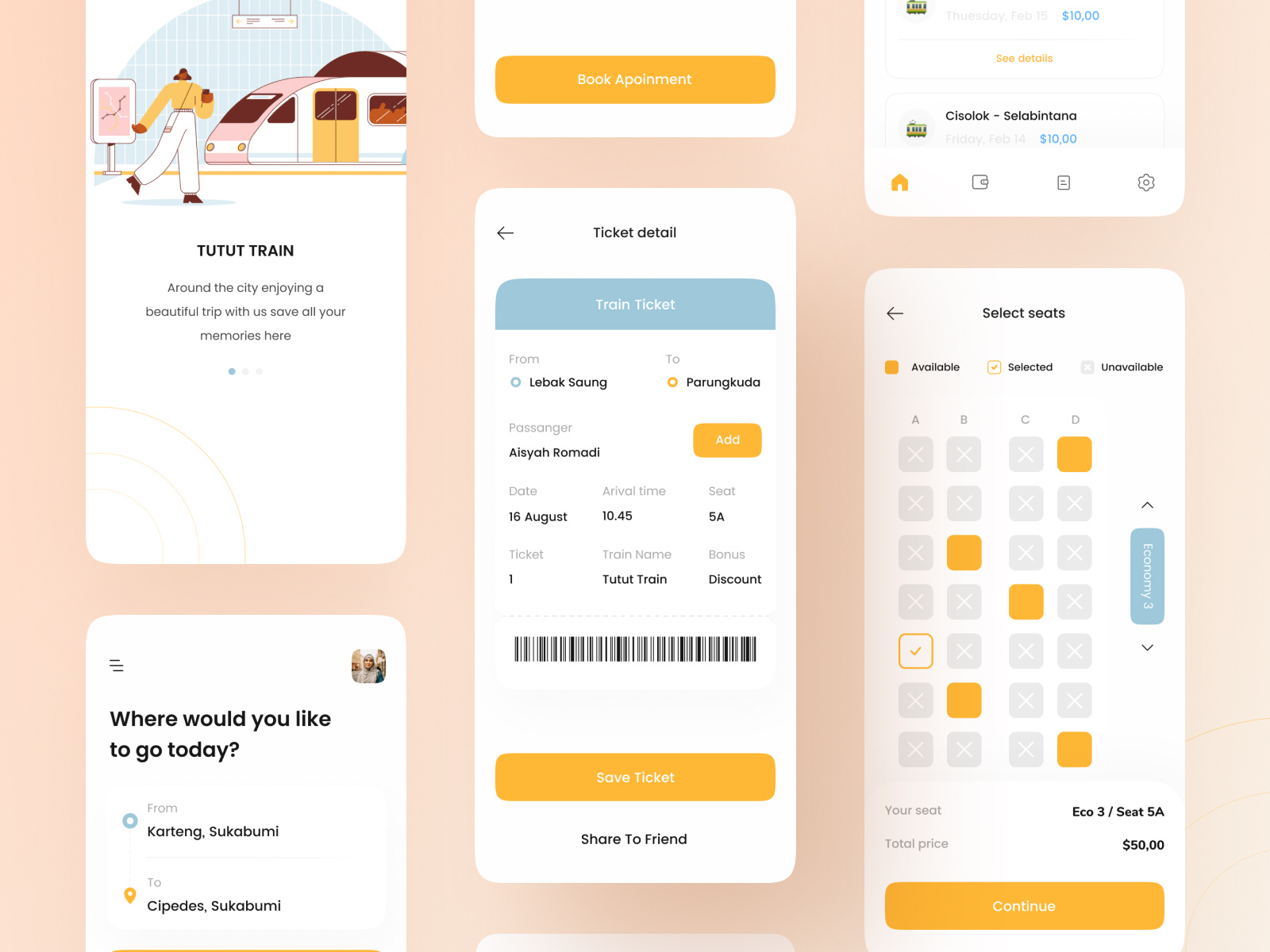 Train Ticket Booking Mobile UI By Dimo Ui On Dribbble