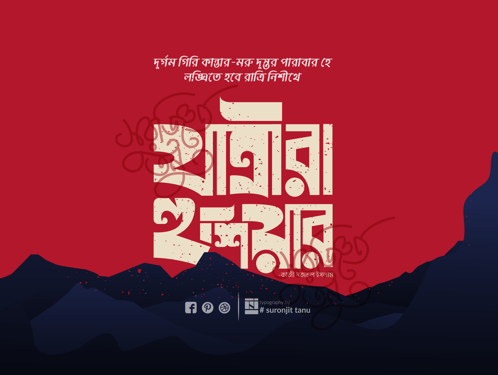 Kazi Nazrul Islam Birthday Lettering And Bangla Typography By Suronjit