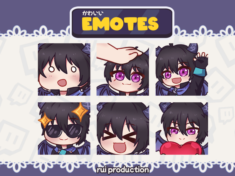 Vtuber Chibi Emotes Twitch Pat Pat Hello Gg Hype Love By Ruiproduction On Dribbble