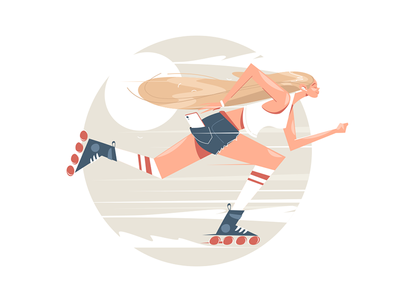 Girl Roller Skating By Anton Fritsler For Kit8 On Dribbble