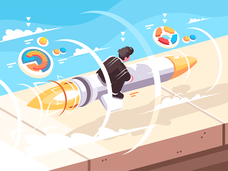 Businessman Flying On Rocket By Anton Fritsler For Kit On Dribbble