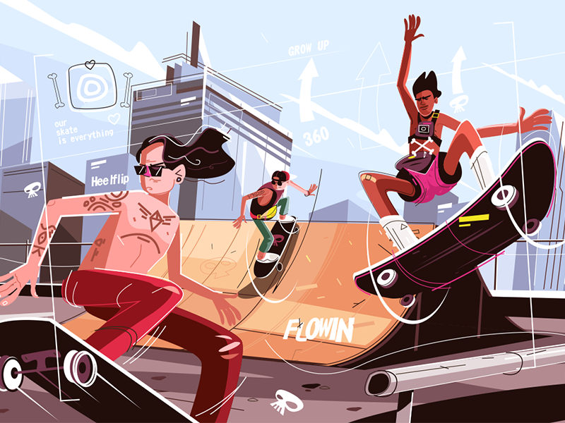 Skateboarders In Urban Park By Anton Fritsler For Kit On Dribbble