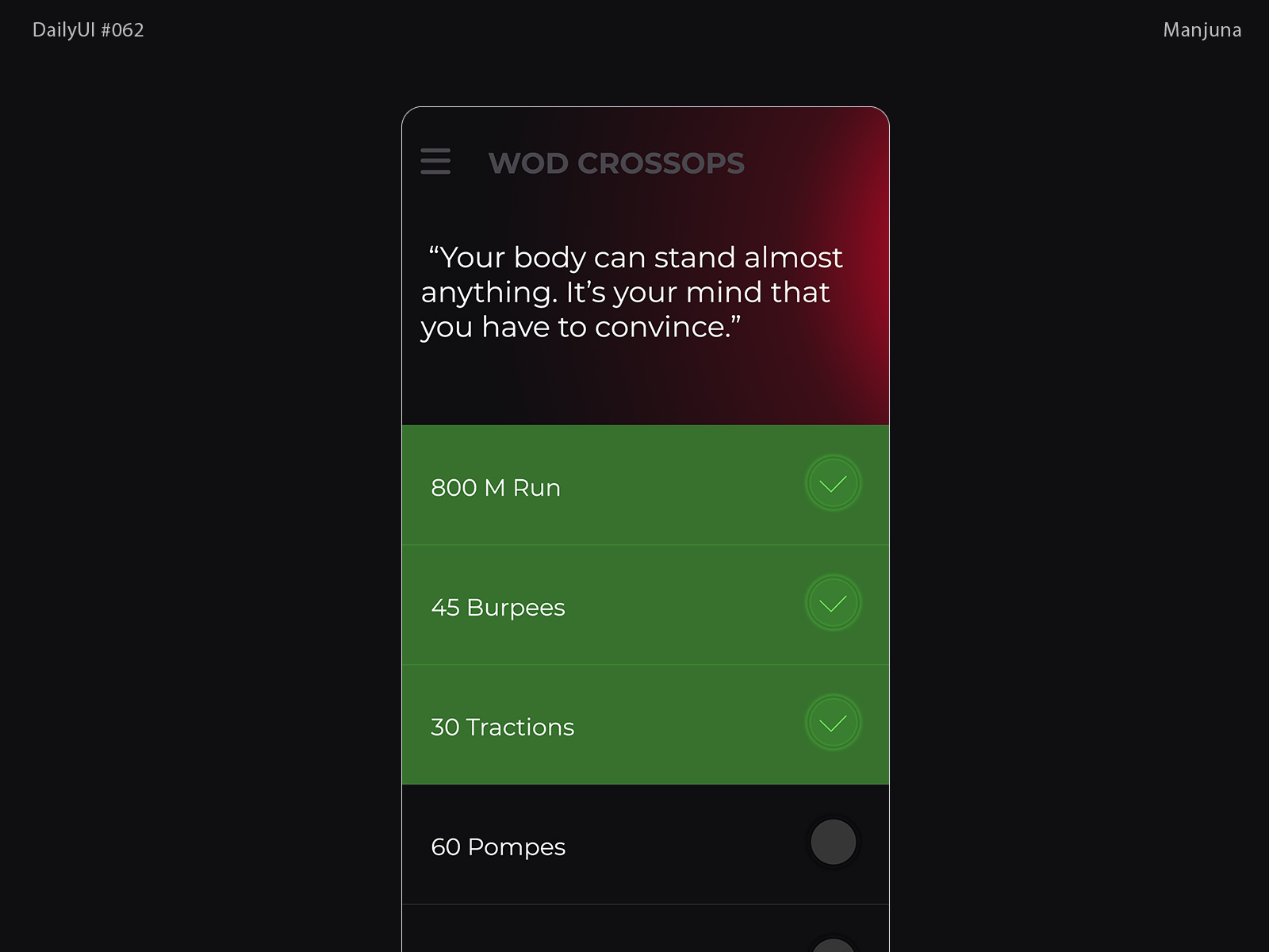 Daily UI 062 Workout Of The Day By Anna On Dribbble