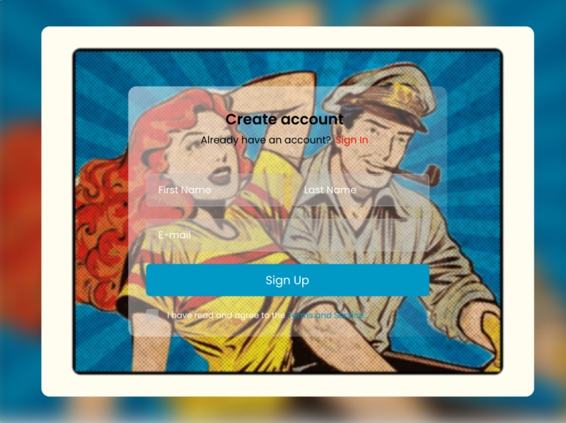 Create Account Form With Comic Effect By Shazeen On Dribbble