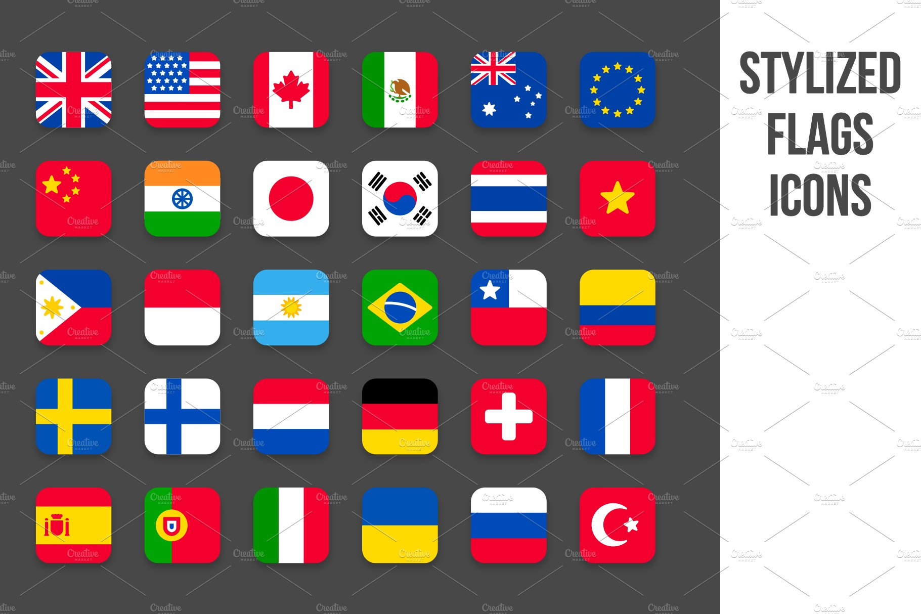 World Flags Square Ui Icons By Irina Mir On Dribbble