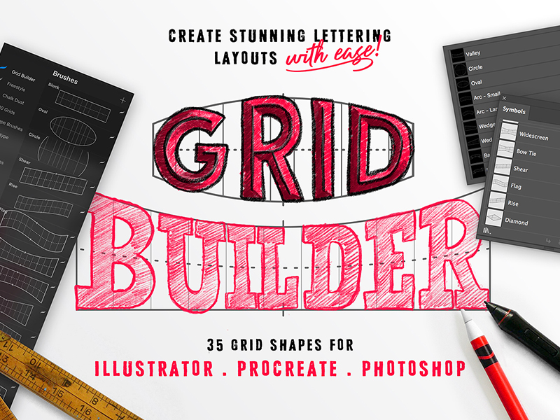 Grid layouts for lettering procreate photoshop illustrator