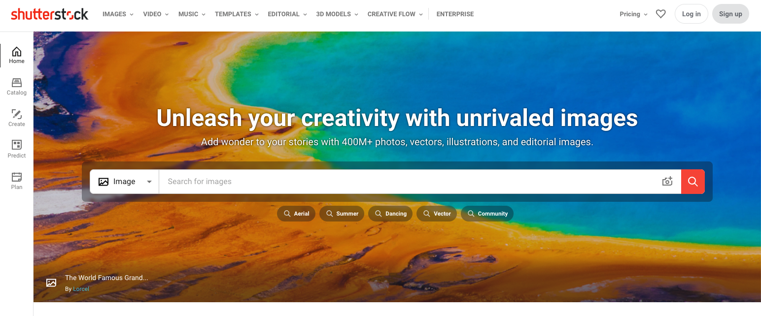 Shutterstock home page 