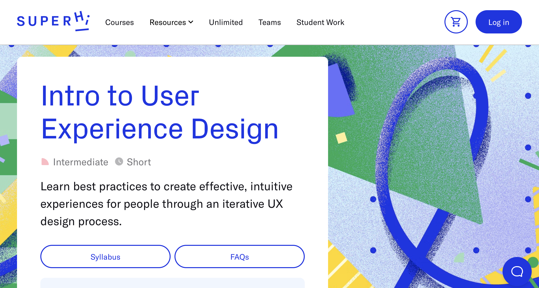 Intro to User Experience Design SuperHi Landing page