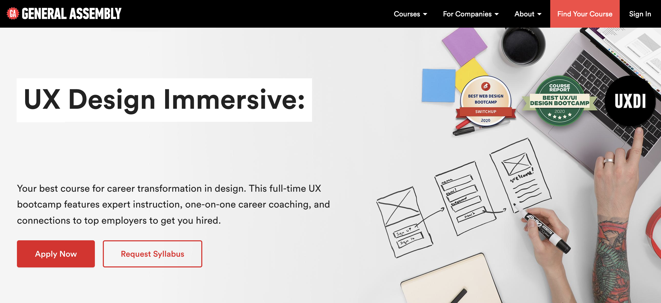 general assembly ux design immersive landing page