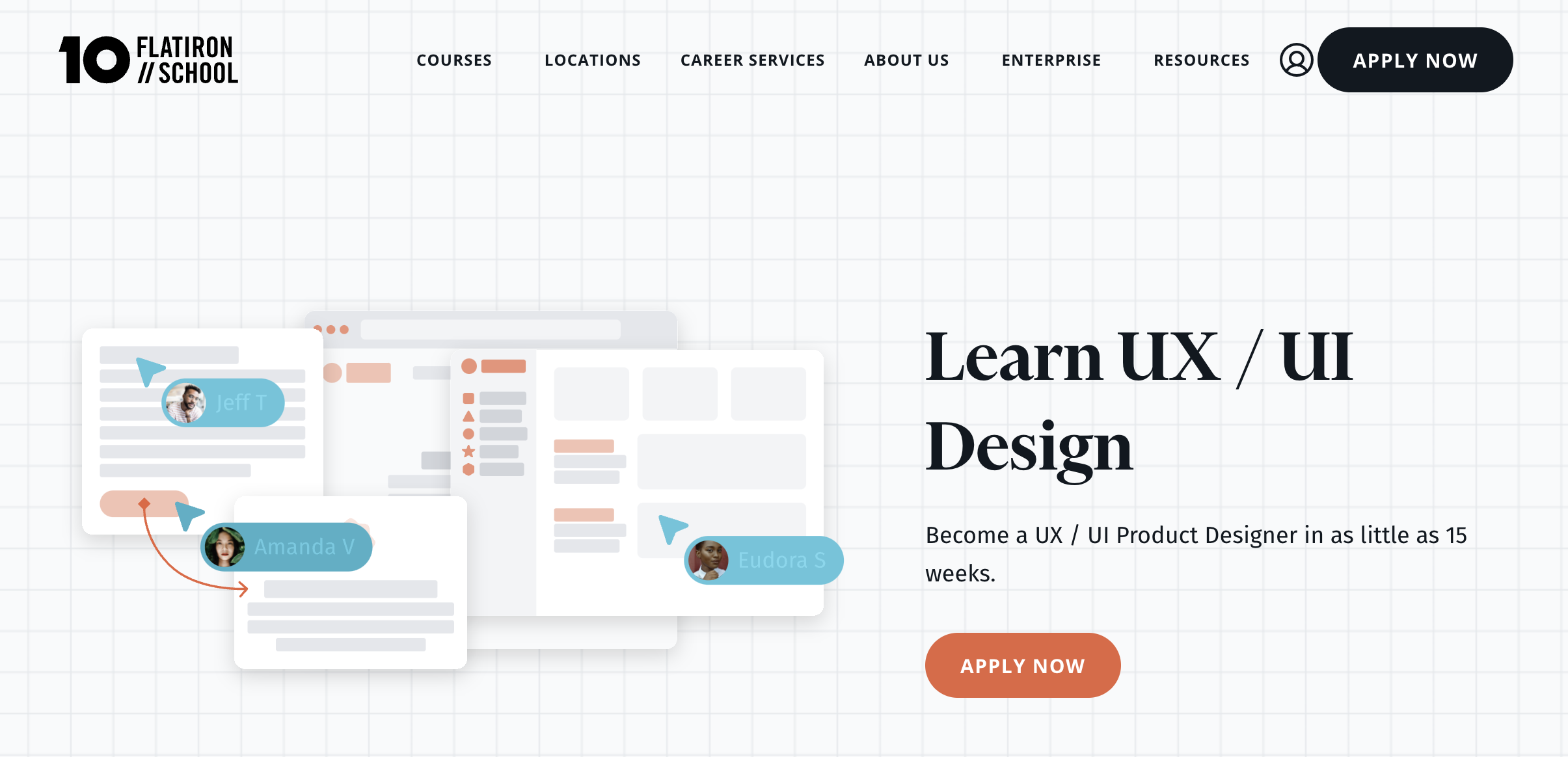 Flatiron product design course landing page