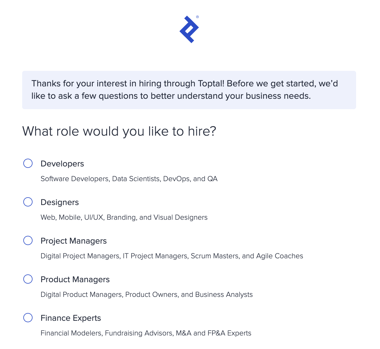 toptal sign up hiring 