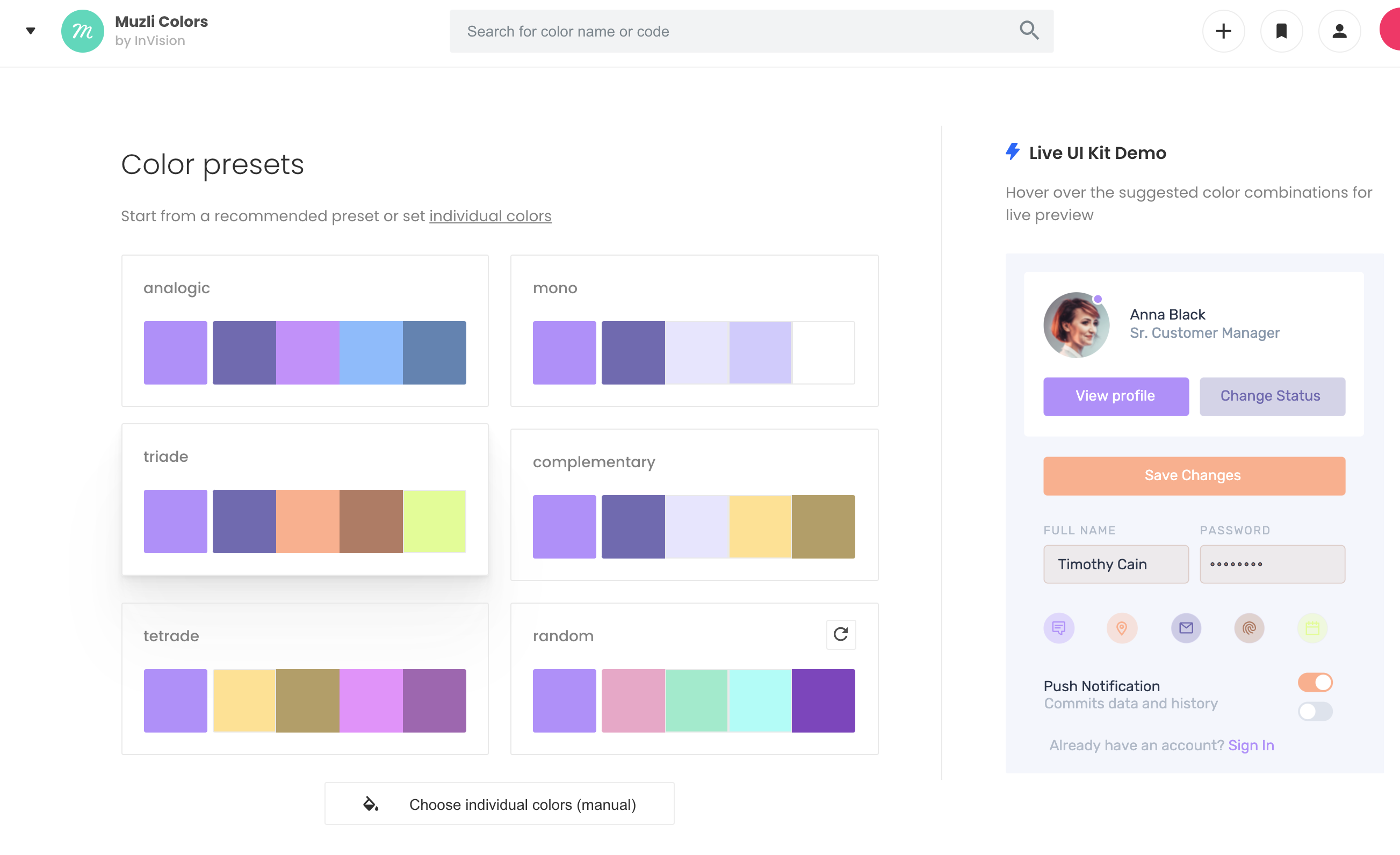 Palette generator. Генератор цветовой Палитры. Генерация цветовой Палитры публикаций Инстаграм. Цветовая палитра ниша бизнес аккаунт. Дизайн сайта с триадными цветами.