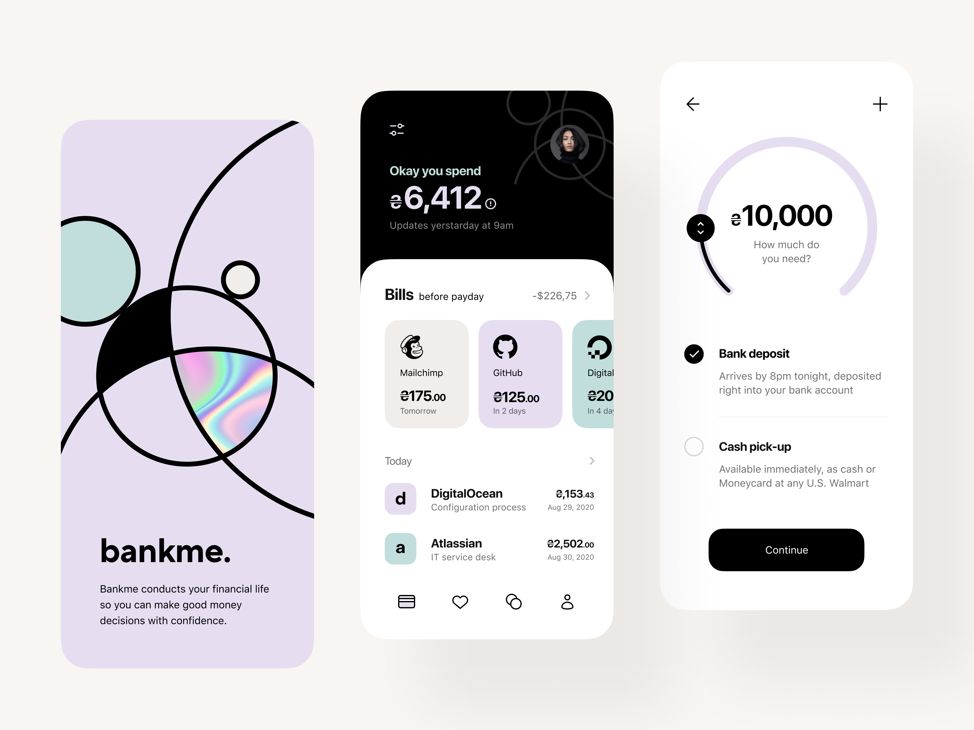 bankme: splash, overview, credit by Vladimir Gruev