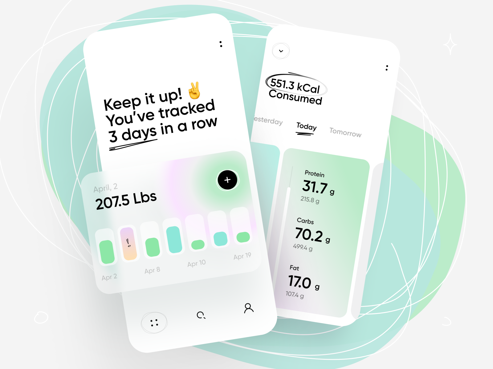 Calorie Counter App by Gregory Riaguzov for Cuberto