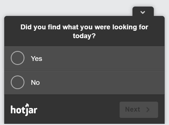 An On-site survey widget in Hotjar