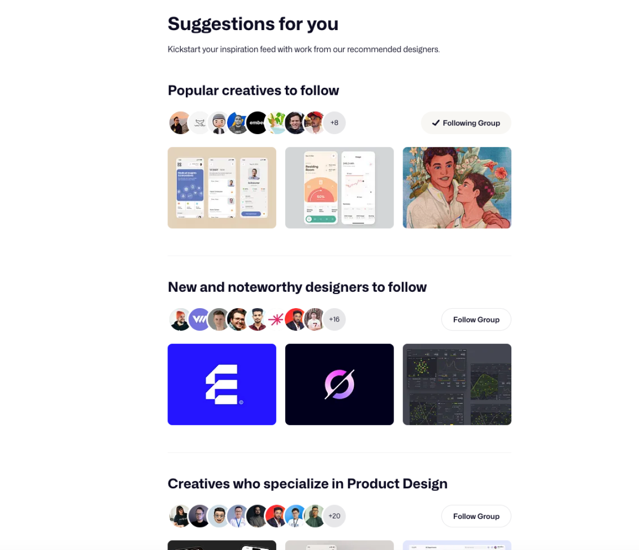 Following feed recommendations screenshot