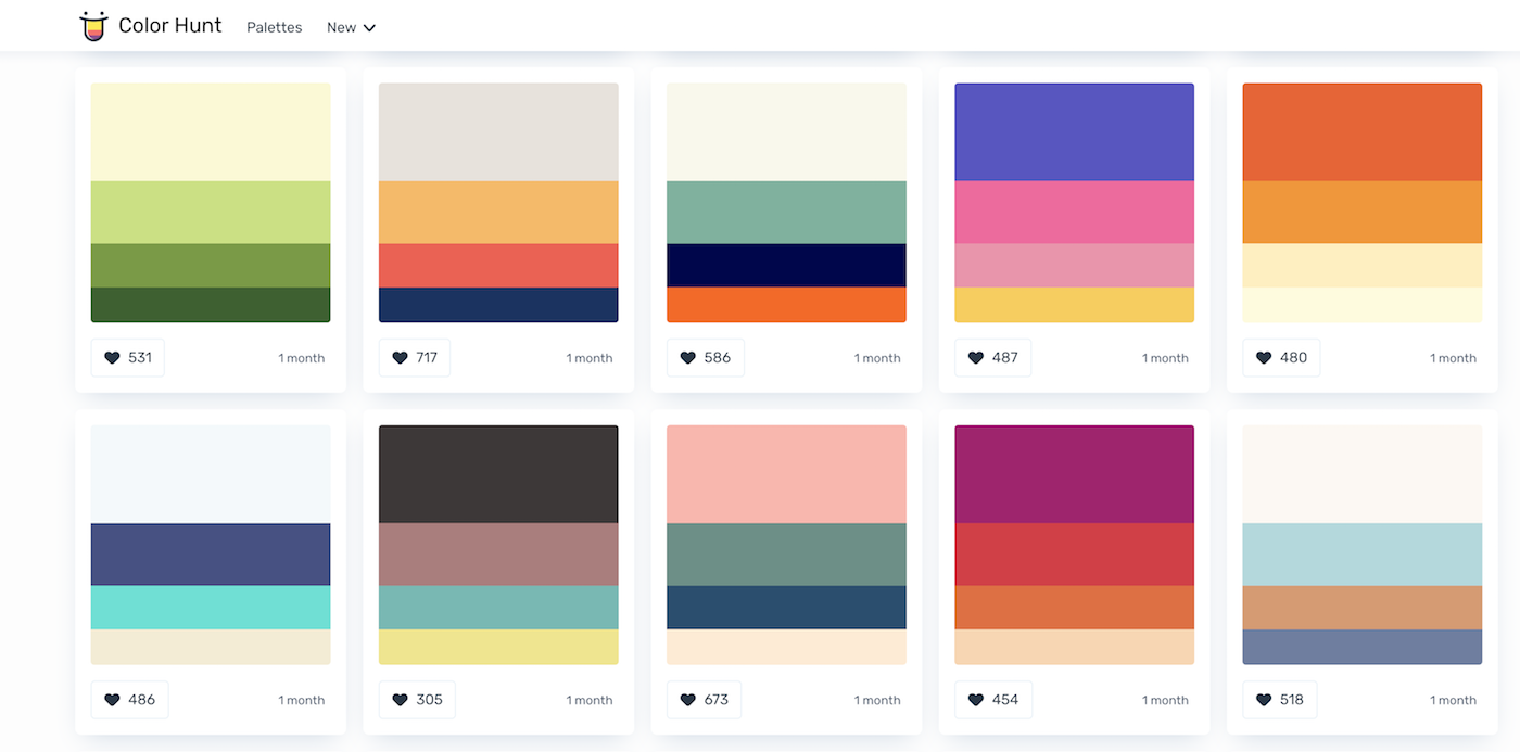 Color Palettes for Designers and Artists - Color Hunt