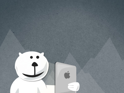 Caption me. caption contest polar bear ipad vector photoshop blue white grey paper texture illustration captionme