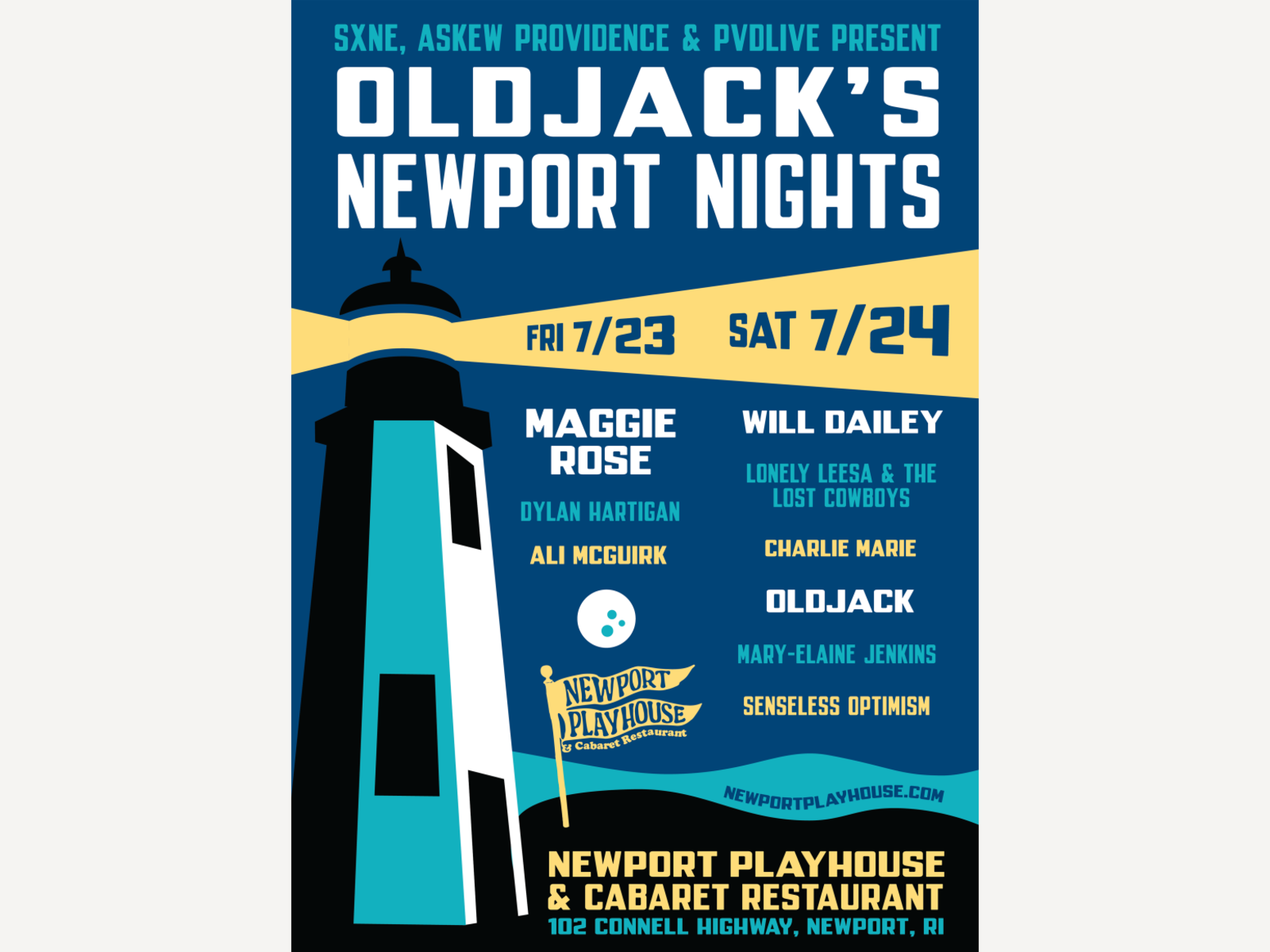 Oldjack's Newport Nights Poster illustration music parkly poster screenprint show simplebits typography