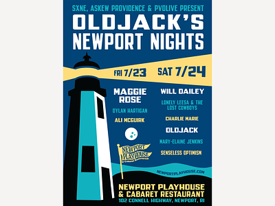 Oldjack's Newport Nights Poster illustration music parkly poster screenprint show simplebits typography