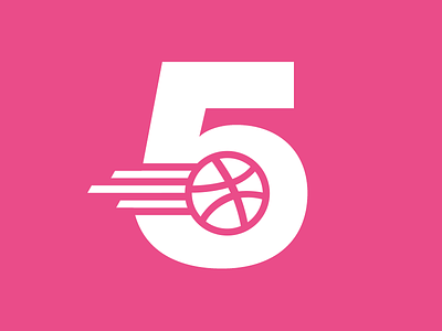 Dribbble is 5! birthday dribbble five pink playoff rebound thicklines