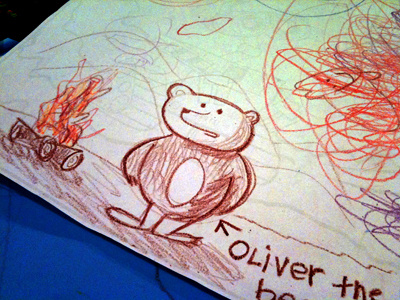 Oliver bear crayon hackish illustration