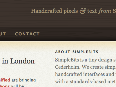 Wordpress integration continues ampersand baskerville blog brown georgia lucida simplebits template woodgrain woodpress